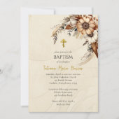 Invitation Fleurs Boho Pampas Baptême Orthodoxe Chrétien  (Devant)