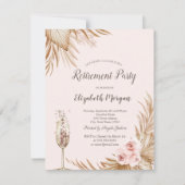 Invitation Fleurs Boho Pampas, Retraite de verre Champagne (Devant)