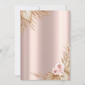 Invitation Fleurs Boho Pampas Rose Or 40e Anniversaire (Dos)