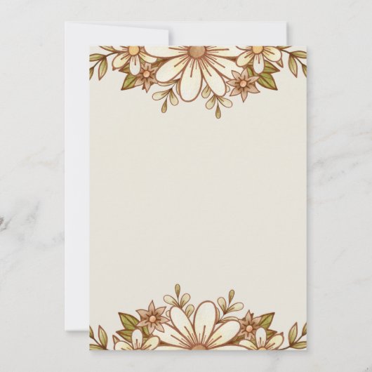 Invitation Fleurs Boho Retro | Douche Couples (Dos)