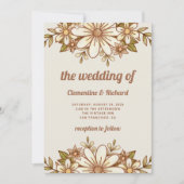 Invitation Fleurs Boho Retro | MARIAGE (Devant)