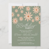 Invitation Fleurs Boho simples Tous les âges Anniversaire (Devant)