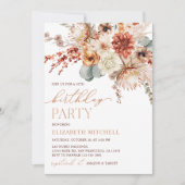Invitation Fleurs Boho Terracotta automne fête d'anniversaire (Devant)