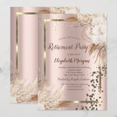 Invitation Fleurs Boho Terracotta Confetti Retraite (Devant / Derrière)