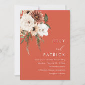 Invitation Fleurs Boho Vibrantes Mariage Terracotta (Devant)