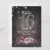 Invitation Fleurs Bois Diamant Bling 16 Fête d'anniversaire P (Devant)