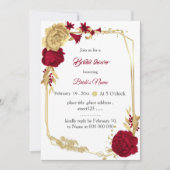 Invitation fleurs bordeaux & or douche géométrique nuptiale (Devant)