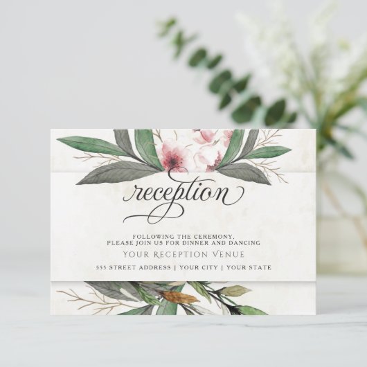 Invitation Fleurs botaniques à l'aquarelle pour la réception  (Debout devant)