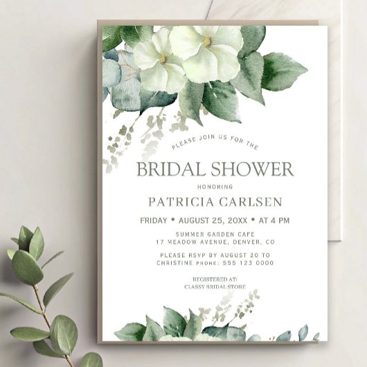 Invitation Fleurs botaniques aquarelle douche de mariée