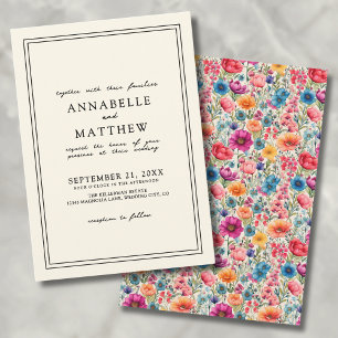 Invitation Fleurs Botaniques Audacieuses Mariage Élégant de F