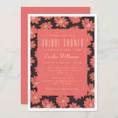 Invitation Fleurs botaniques Boho Fête des mariées rouge noir (Devant / Derrière)