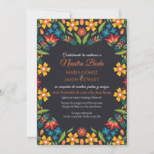 Invitation Fleurs Botaniques Colorées Mariage Espagnol (Devant)