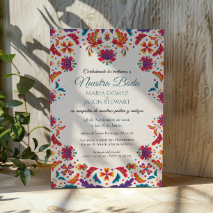 Invitation Fleurs Botaniques Colorées Mariage Espagnol Floral
