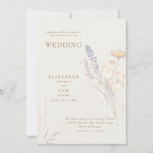 Invitation Fleurs Botaniques Crémeuses Éthérées Ensemble avec