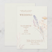 Invitation Fleurs Botaniques Crémeuses Éthérées Ensemble avec (Devant / Derrière)