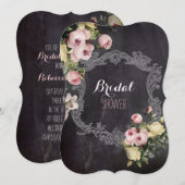 Invitation fleurs botaniques Fête du thé de mariée Chalkboard (Devant / Derrière)