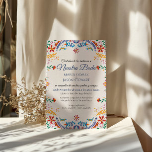 Invitation Fleurs botaniques florales colorées Mariage espagn
