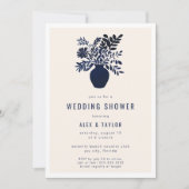 Invitation Fleurs botaniques minimales Wedding shower bleu (Devant)