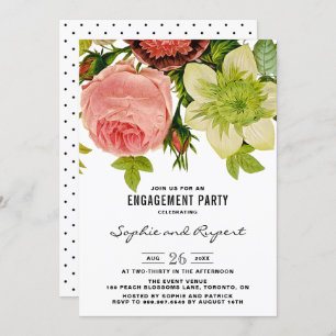 Invitation Fleurs botaniques Partie d'engagement Vintage