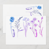 Invitation Fleurs botaniques pour mariages, réceptions et évé (Devant / Derrière)