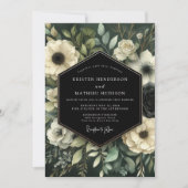 Invitation Fleurs Botaniques Profondes Vertes pour Mariage (Devant)