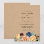 Invitation Fleurs Botaniques Rustiques de Mariage de Campagne (Devant / Derrière)