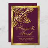 Invitation Fleurs botaniques vintages de Bourgogne de feuille (Devant / Derrière)