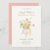 Invitation Fleurs bouquet anniversaire (Devant / Derrière)