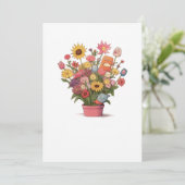 Invitation Fleurs, bouquet, pot de fleurs (Debout devant)