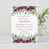 Invitation Fleurs Bourgeoises Burgundy Réception de Mariage  (Debout devant)