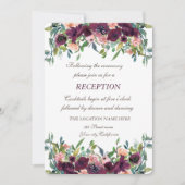 Invitation Fleurs Bourgeoises Burgundy Réception de Mariage  (Devant)