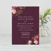 Invitation Fleurs Bourgogne Automne Mariage Automne (Debout devant)