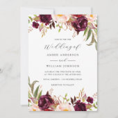 Invitation Fleurs Bourgogne Blush Bloom Mariage (Devant)