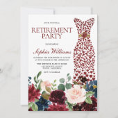 Invitation Fleurs Bourgogne Blush Dress Retraite Party (Devant)