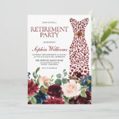 Invitation Fleurs Bourgogne Blush Dress Retraite Party (Debout devant)