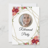 Invitation Fleurs Bourgogne Blush Photo Retraite Party (Dos)