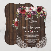 Invitation Fleurs Bourgogne Brunch & Fête des mariées Bubbly (Devant / Derrière)