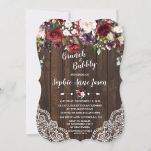 Invitation Fleurs Bourgogne Brunch & Fête des mariées Bubbly