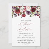 Invitation Fleurs Bourgogne, Fleurs roses, Boho, Sweet 16 (Devant)