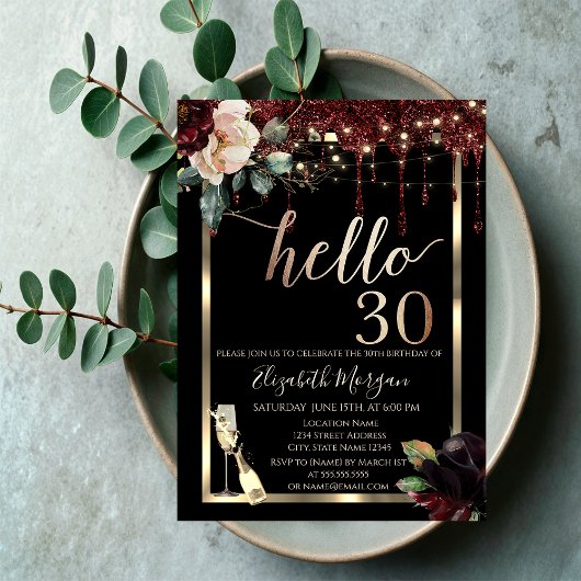 Invitation Fleurs Bourgogne, Frame, Champagne 30e anniversair