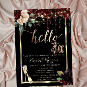 Invitation Fleurs Bourgogne, Frame, Champagne 40e anniversair