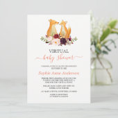 Invitation Fleurs Bourgogne Renverse Baby shower Virtuel Par  (Debout devant)