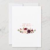 Invitation Fleurs Bourgogne Renverse Baby shower Virtuel Par  (Dos)