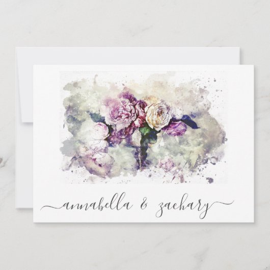 Invitation *~* Fleurs Bourgogne RSVP QR AR26 MARIAGE floral (Devant)