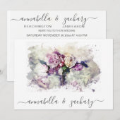 Invitation *~* Fleurs Bourgogne RSVP QR AR26 MARIAGE floral (Devant / Derrière)