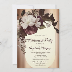 Invitation Fleurs Bourgogne Vintage Retraite