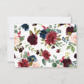 Invitation Fleurs Bourgognes Élégant Dîner De Répétition Vint (Dos)