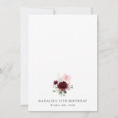 Invitation Fleurs Bourgognes, Fleurs Roses, Boho, Anniversair (Dos)
