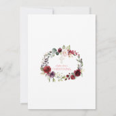 Invitation Fleurs Bourgognes rousses Cross Girl Christening (Dos)