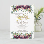 Invitation Fleurs Bourguignonnes Élégantes Mariage (Debout devant)